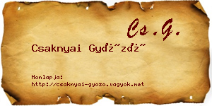 Csaknyai Győző névjegykártya